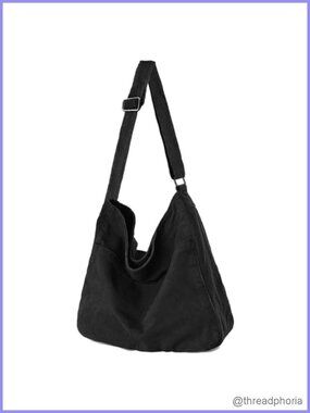 Washed Canvas Hobo Shoulder Bag with Adjustable Strap, Laptop Tote for Women
